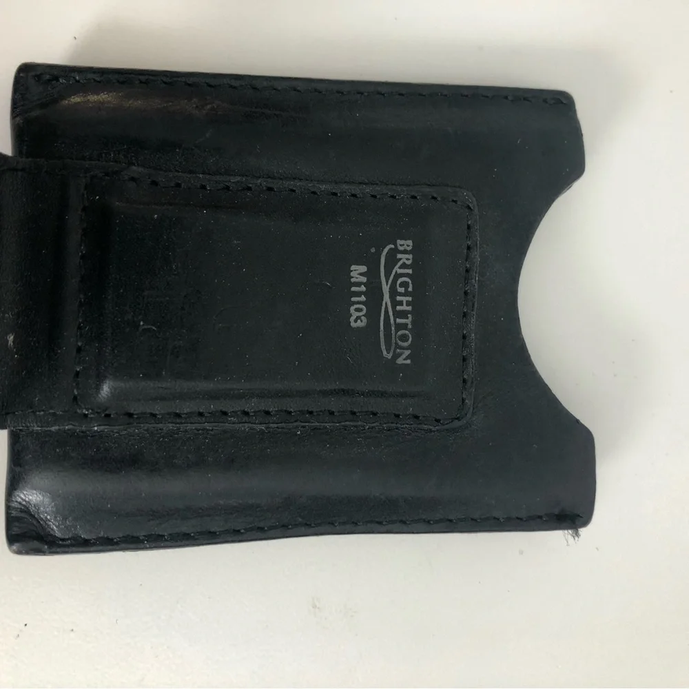 Brighton Salina Men’s Black Leather Money Clip with Silver Accent